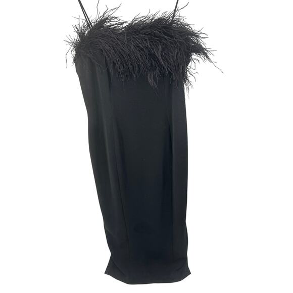 Alex Evenings Dress Velvet Ostrich Feathers Formal Gown Maxi Size 14 Black - Picture 5 of 8